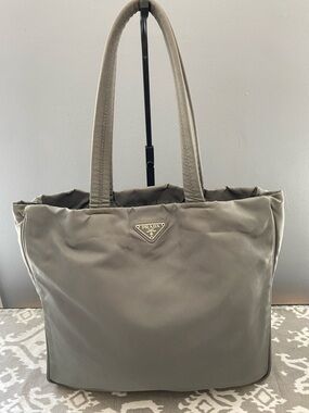 Prada Trssuto Grey/Green Nylon Tote